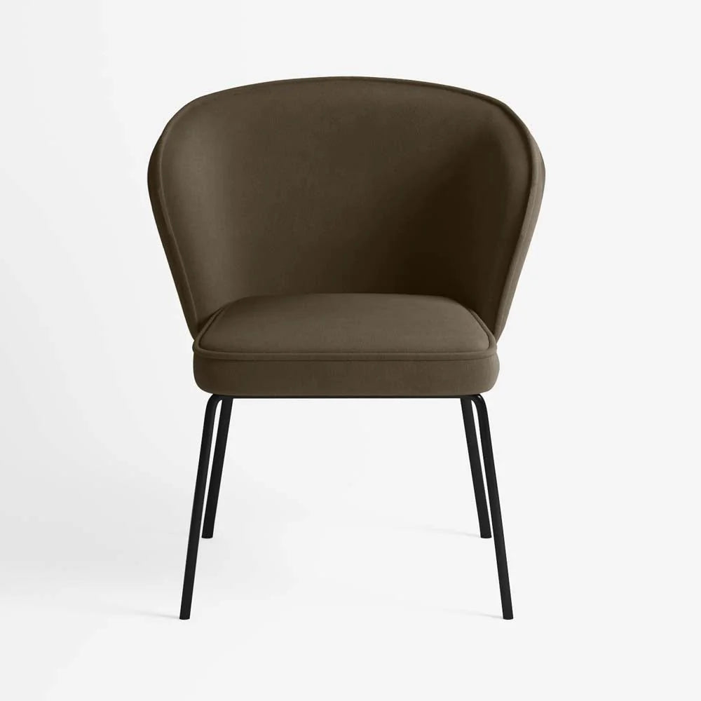 Chaise en velours brun foncé