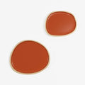 Set de 2 plateaux en bois et peinture céramique ocre
