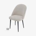 Lot de 2 chaises tissu bouclette & métal noir
