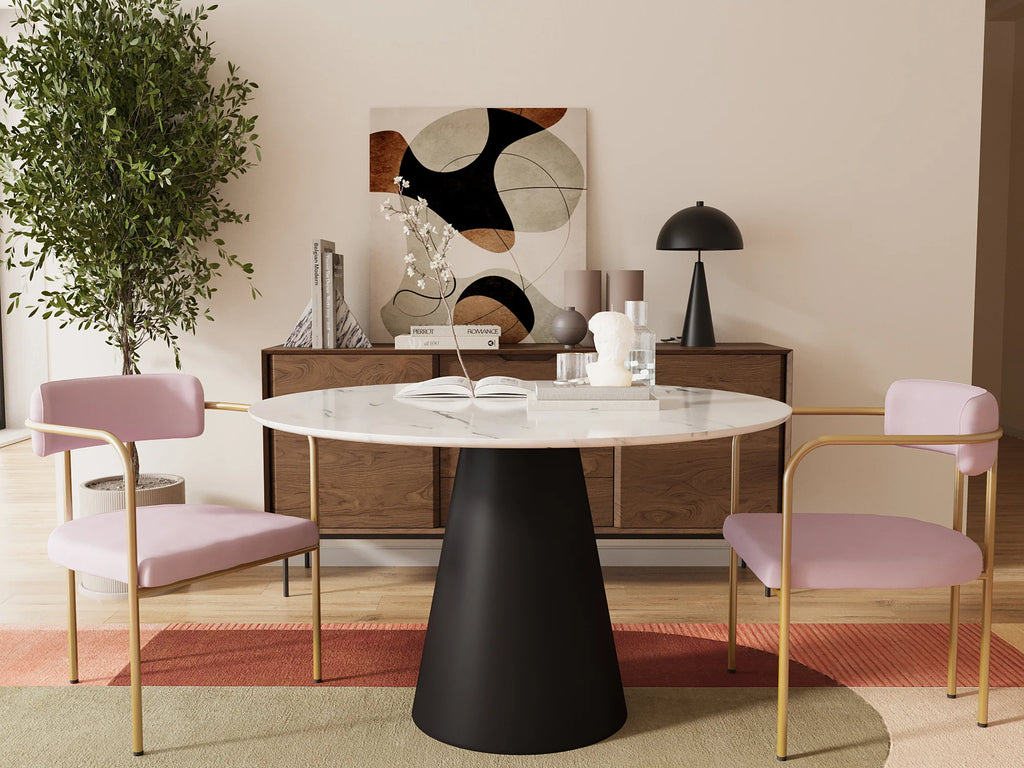 Chaise de salle   manger tapiss e avec accoudoirs velours rose clair Barbara