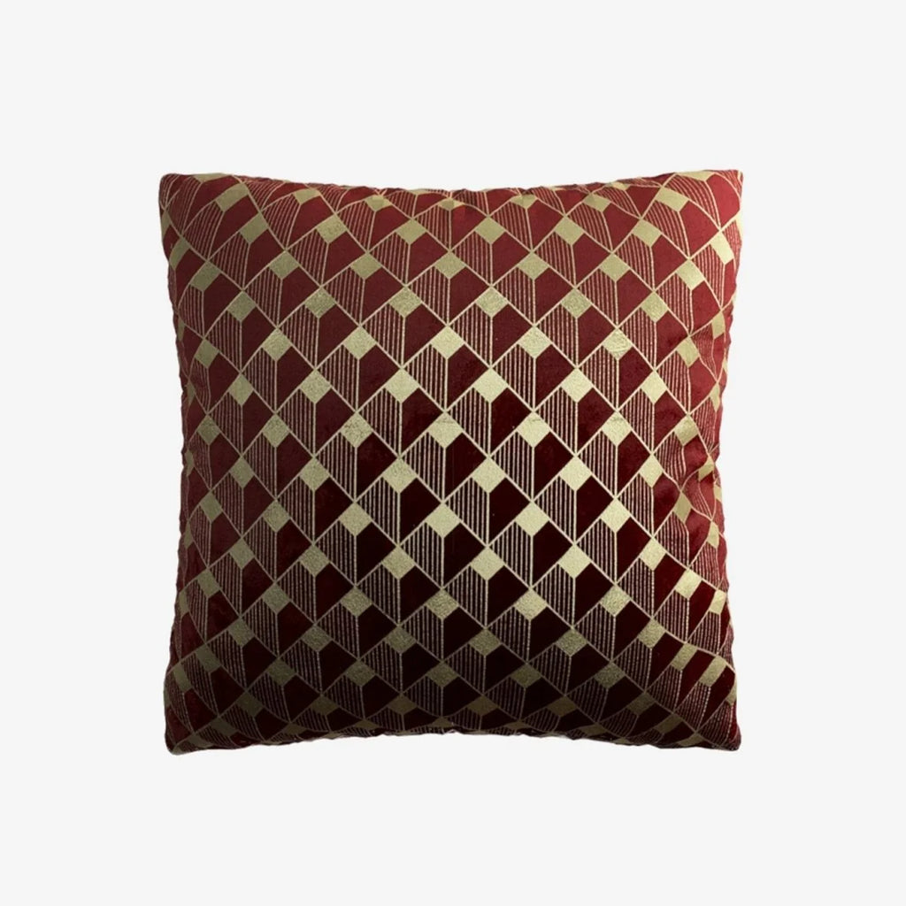 Coussin en velours bordeaux 45x45cm