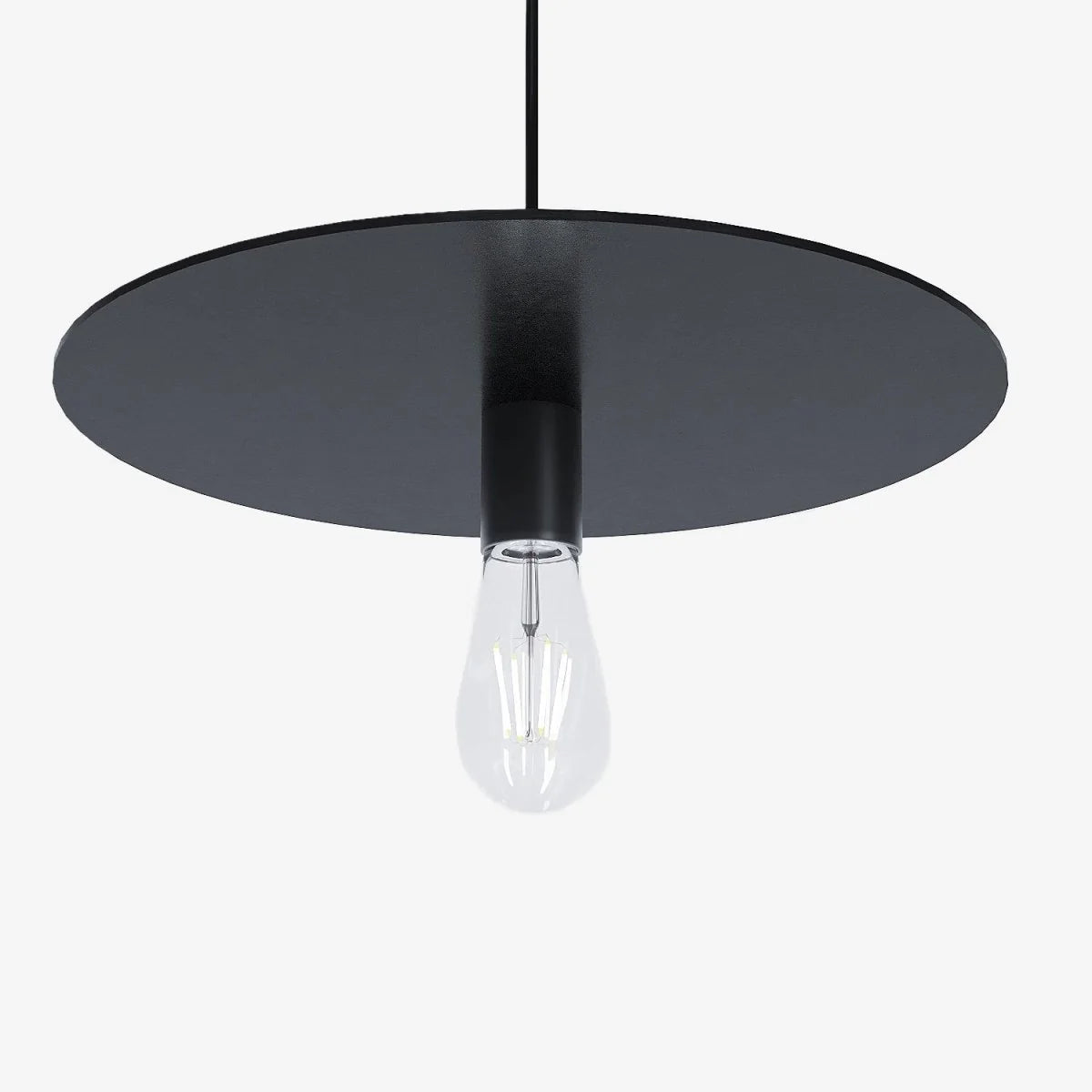 Luminaire suspension circulaire en métal noir