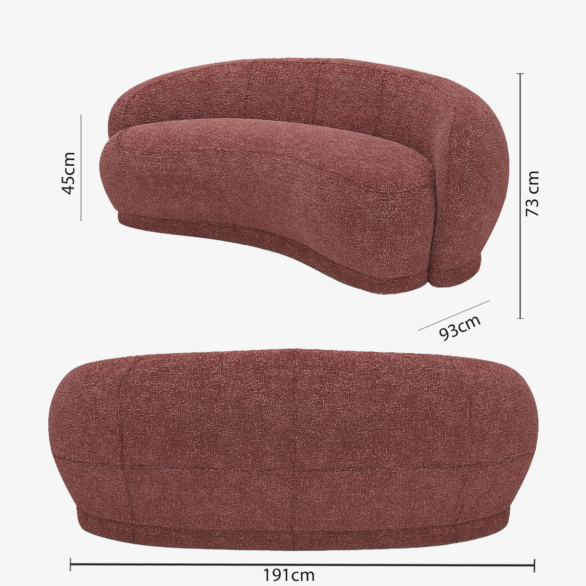 Canap  tissu bouclette rose Bianca