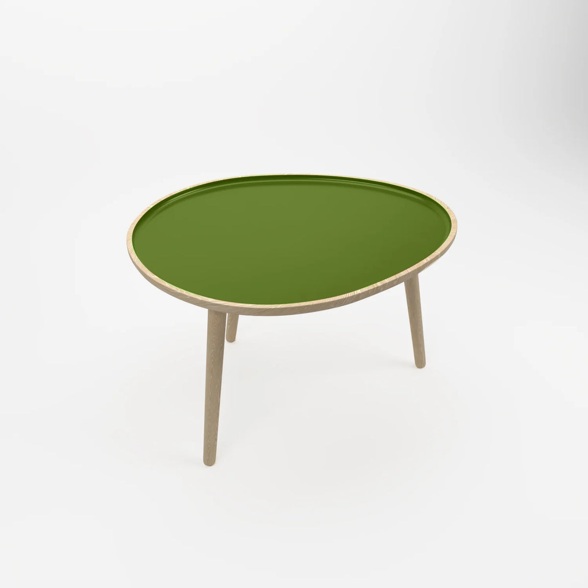 Table basse en bois et peinture céramique vert kaki