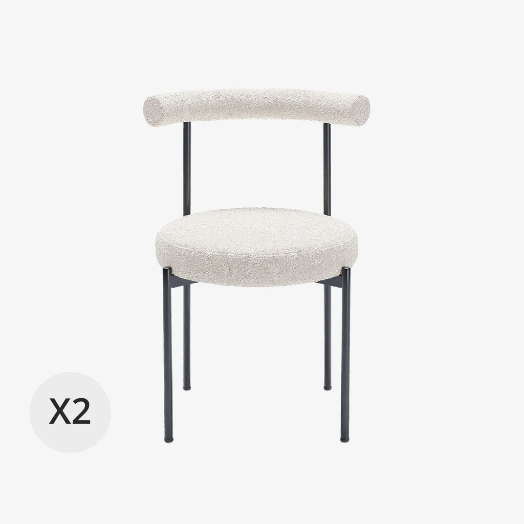 Lot de 2 chaises de salle   manger design moderne, bouclette blanche Julia
