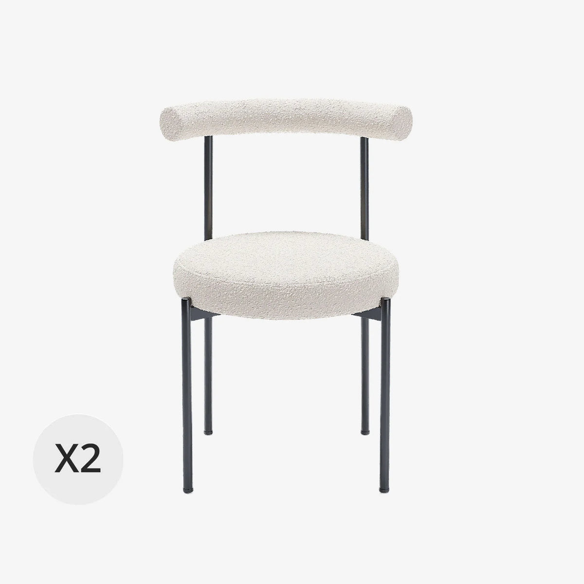 Lot de 2 chaises de salle   manger design moderne, bouclette blanche Julia