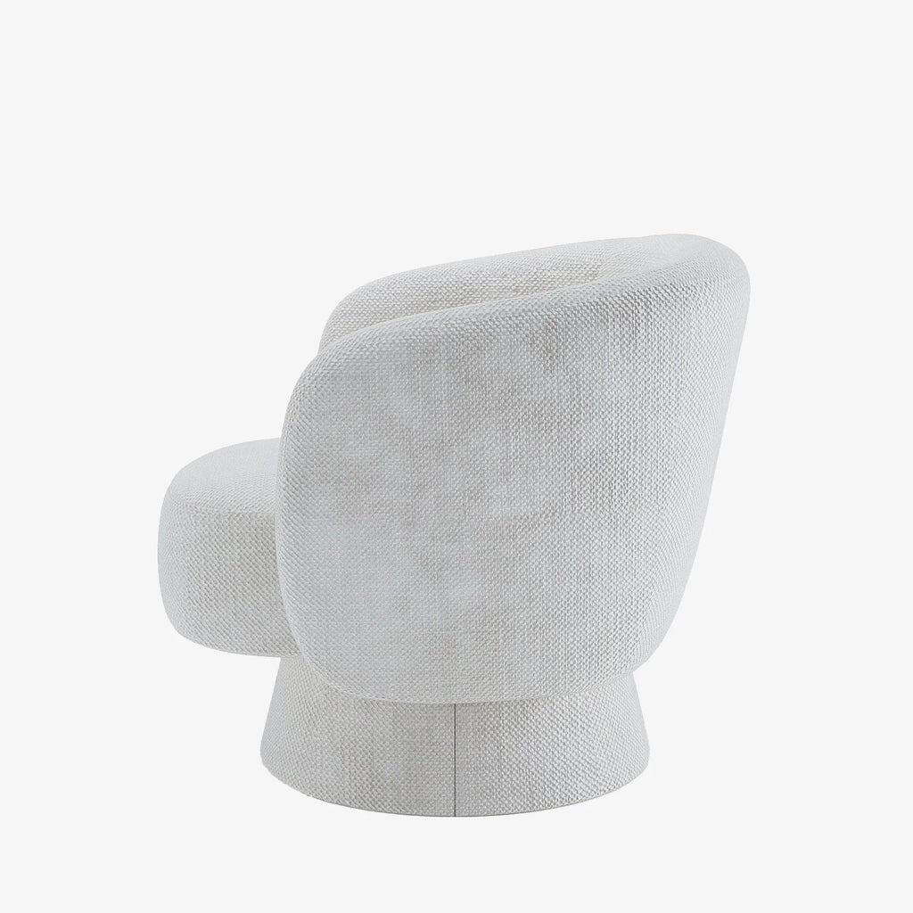 Fauteuil pivotant en tissu chenille blanc Salma