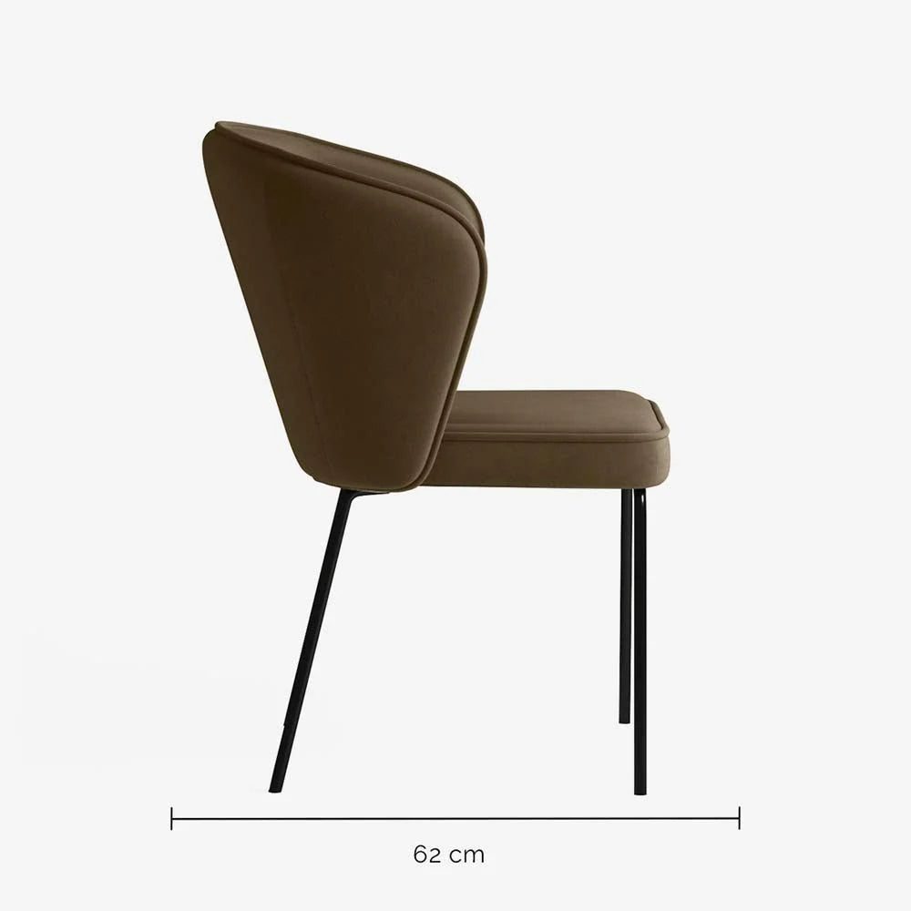 Chaise en velours brun foncé
