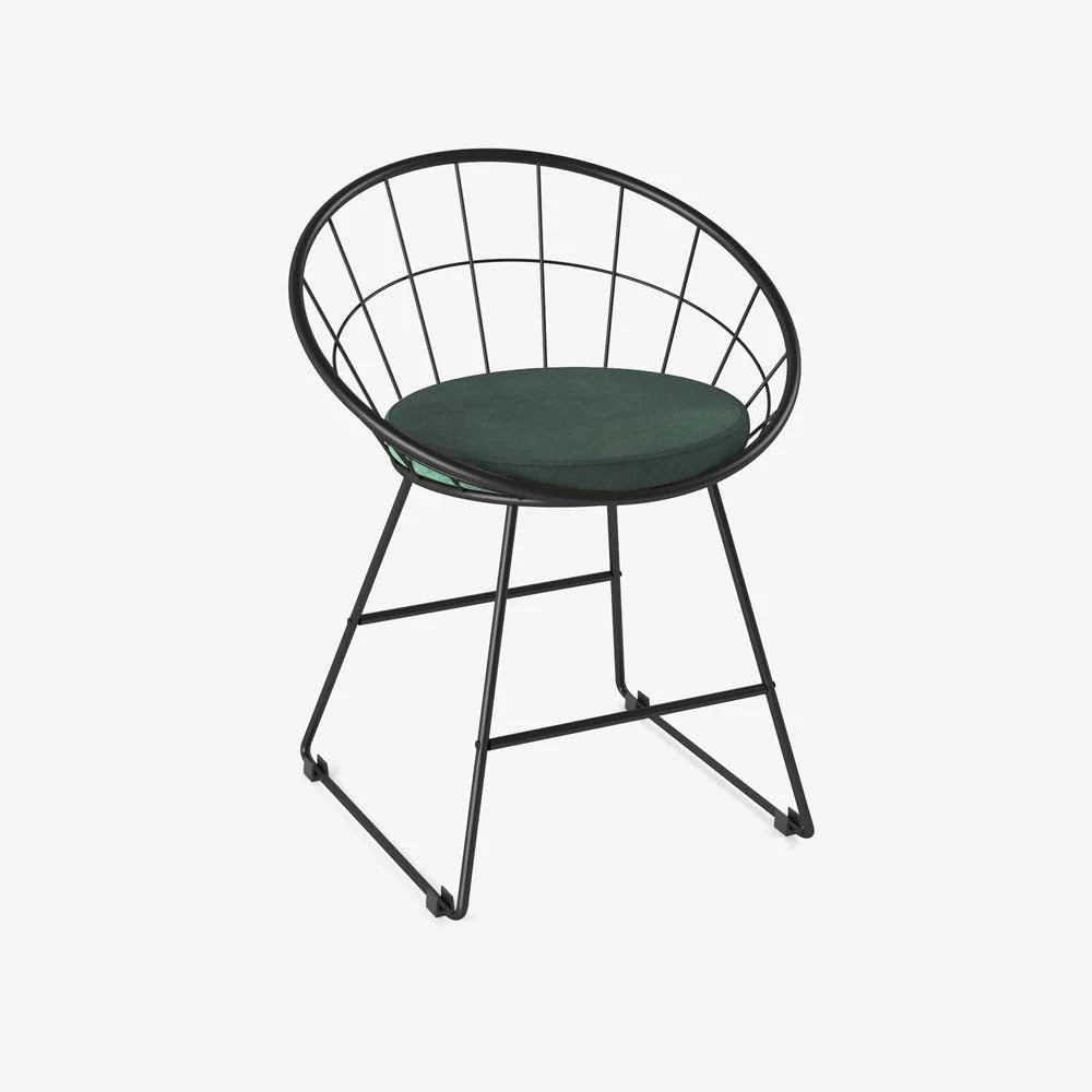 Chaise en métal et velours vert sapin