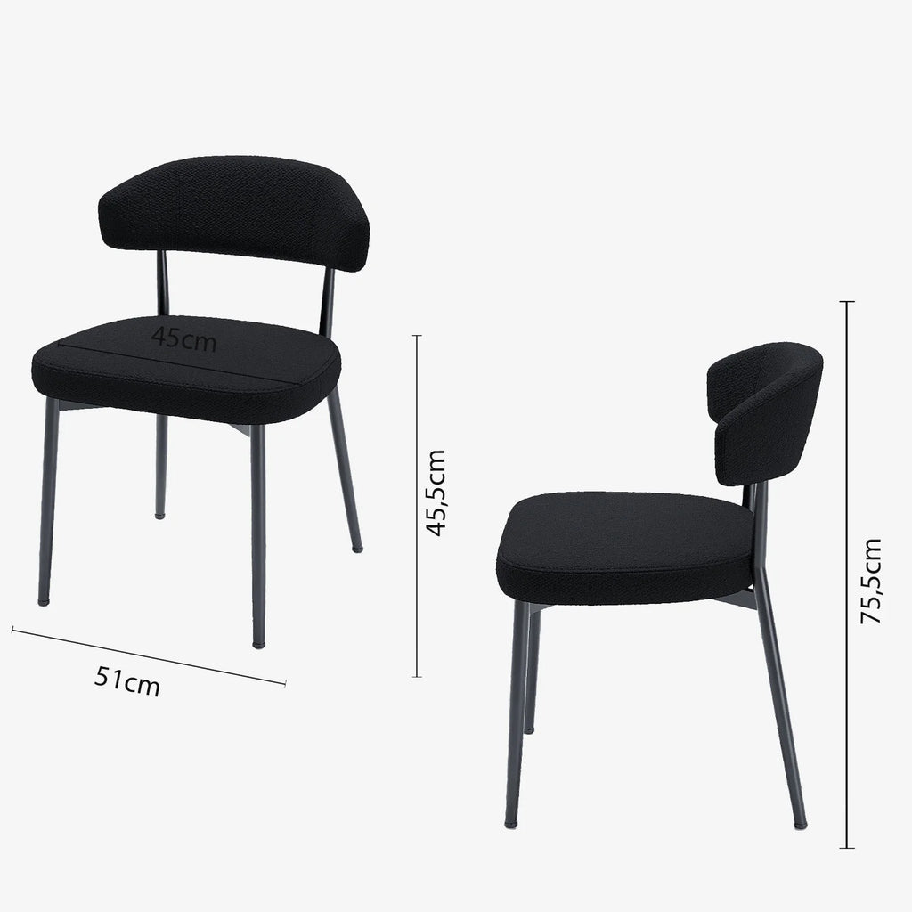 Lot de 2 chaises de salle   manger en tissu bouclette gris anthracite & m tal noir Mona