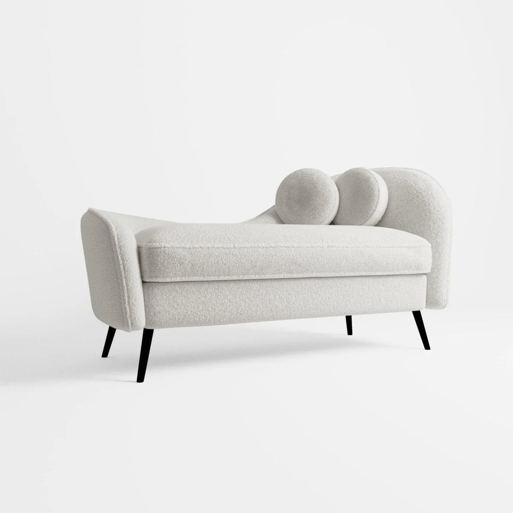 M ridienne effet laine boucl e blanc  cru, pieds m tal noir