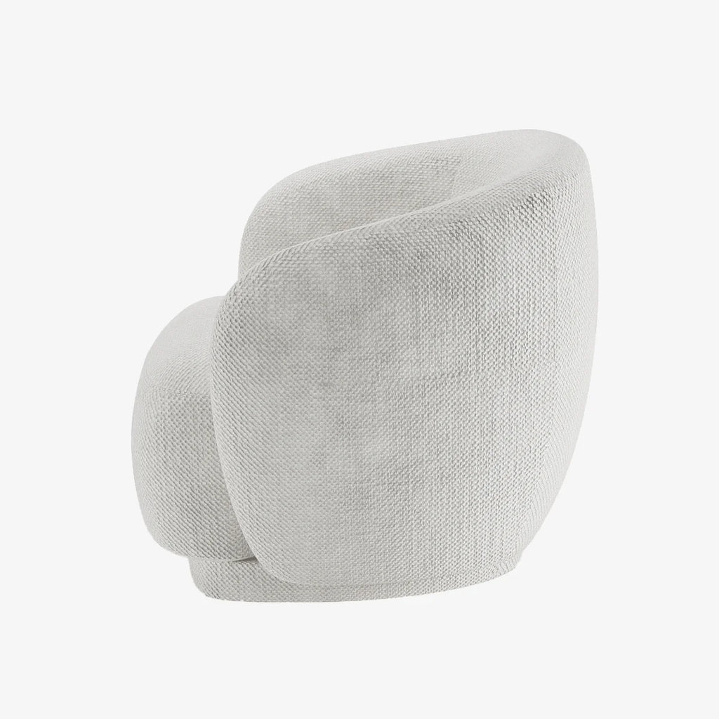 Fauteuil design demi-tonneau tissu chenille blanc Victoria