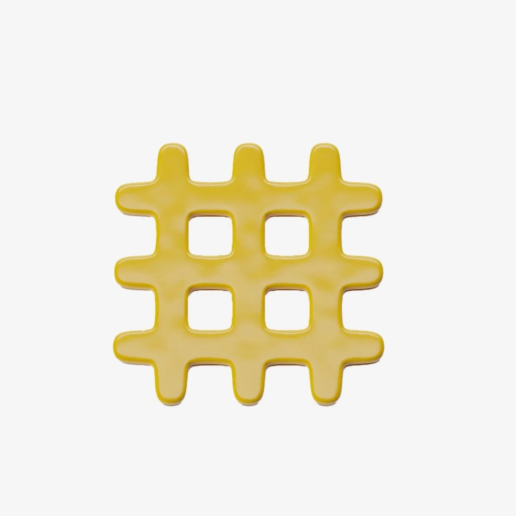Sous-plat d coratif en c ramique, grid jaune Beaubourg