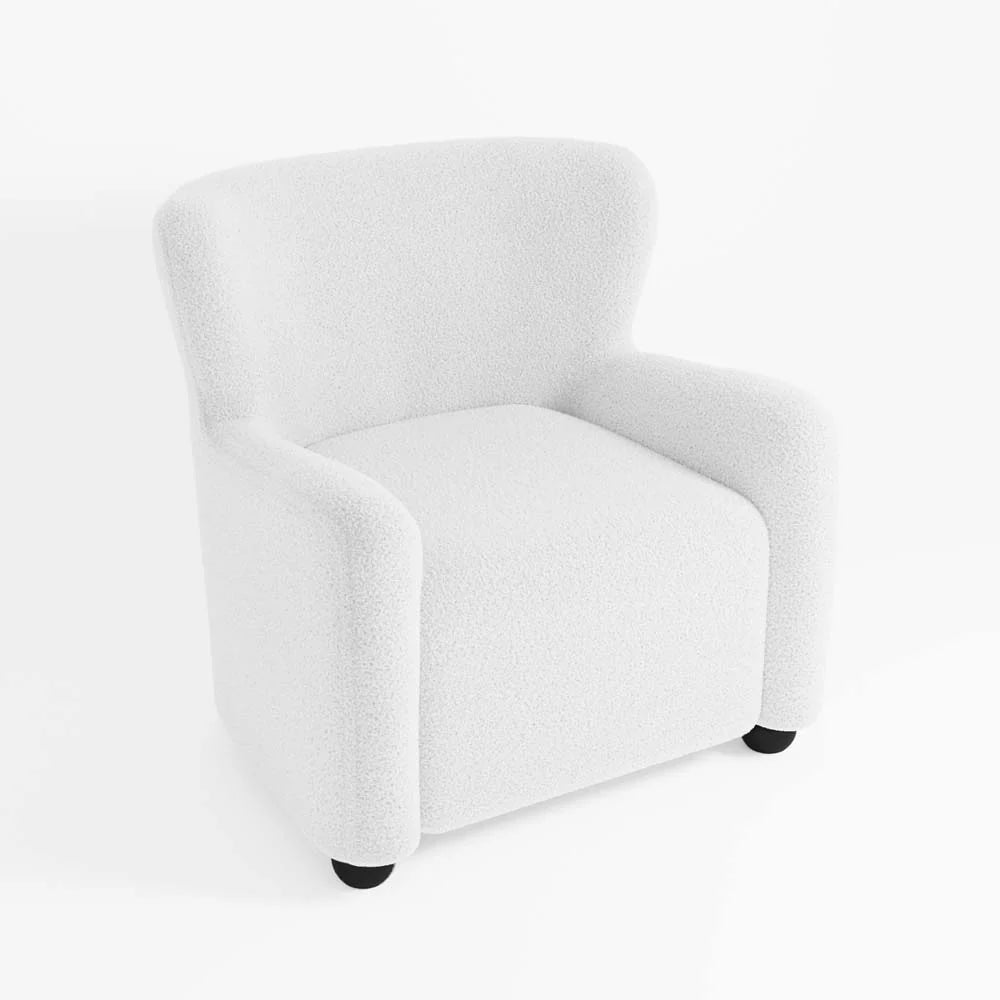 Fauteuil blanc effet laine boucl e