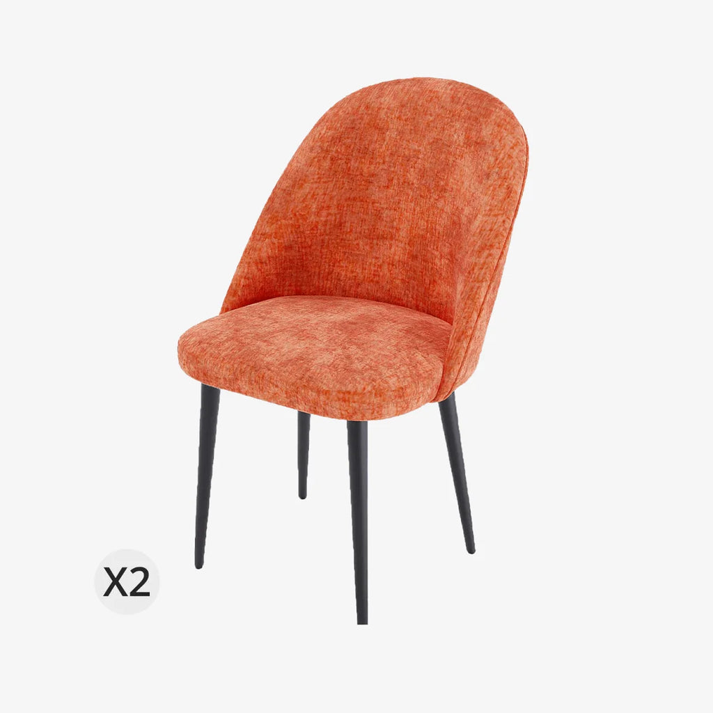 Lot de 2 chaises en velours & métal noir
