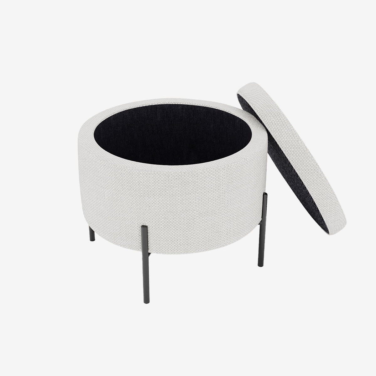 Angelo   Pouf coffre en tissu chenille blanc