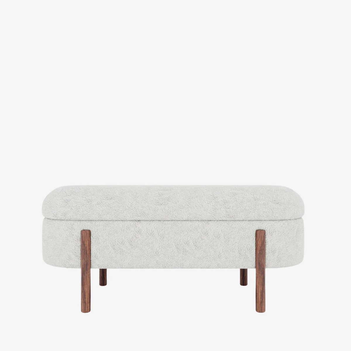 Marianne   Banc coffre de rangement en tissu boucl  cr me