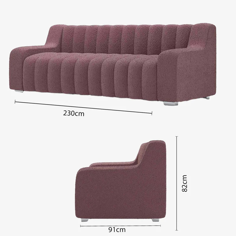 Canap  rose tissu bouclette Garance