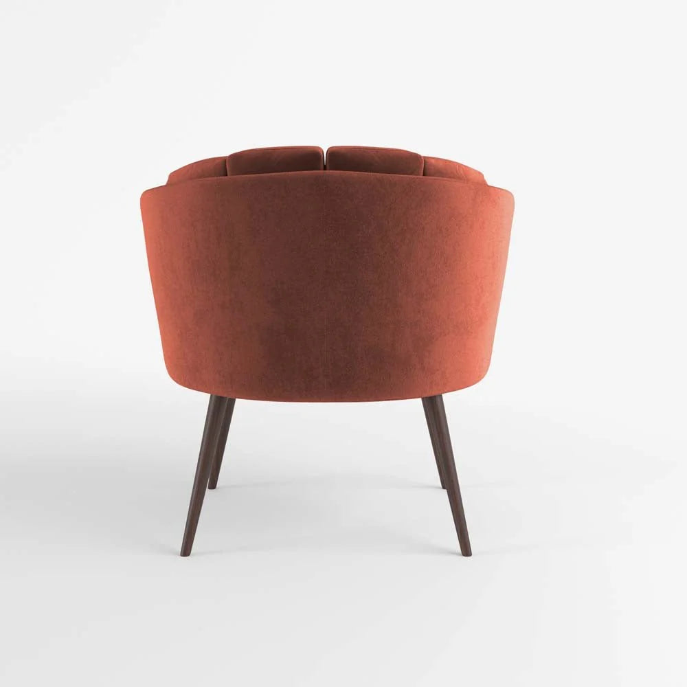 Fauteuil en velours ocre