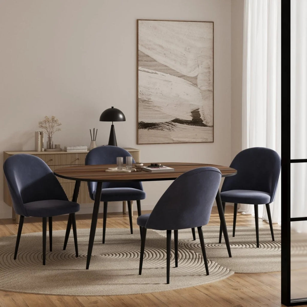 Lot de 2 chaises en velours bleu & m tal noir Nina