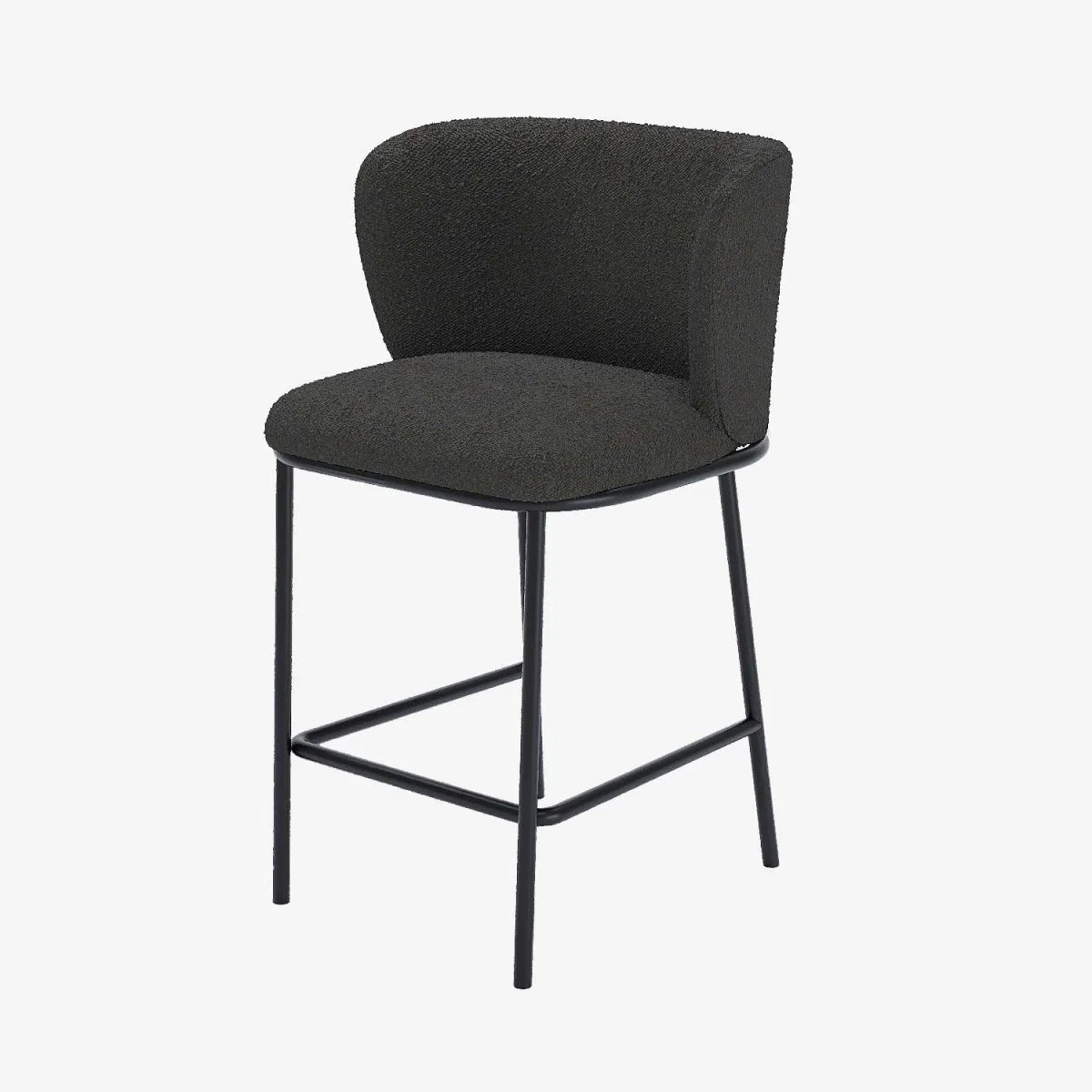 Lot de 2 tabourets de bar tissu boucl  gris fonc  C sar