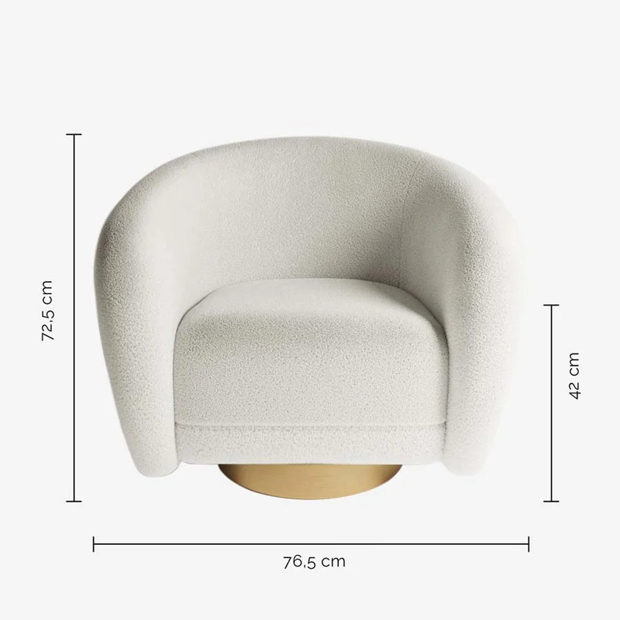 Fauteuil effet laine bouclée et laiton