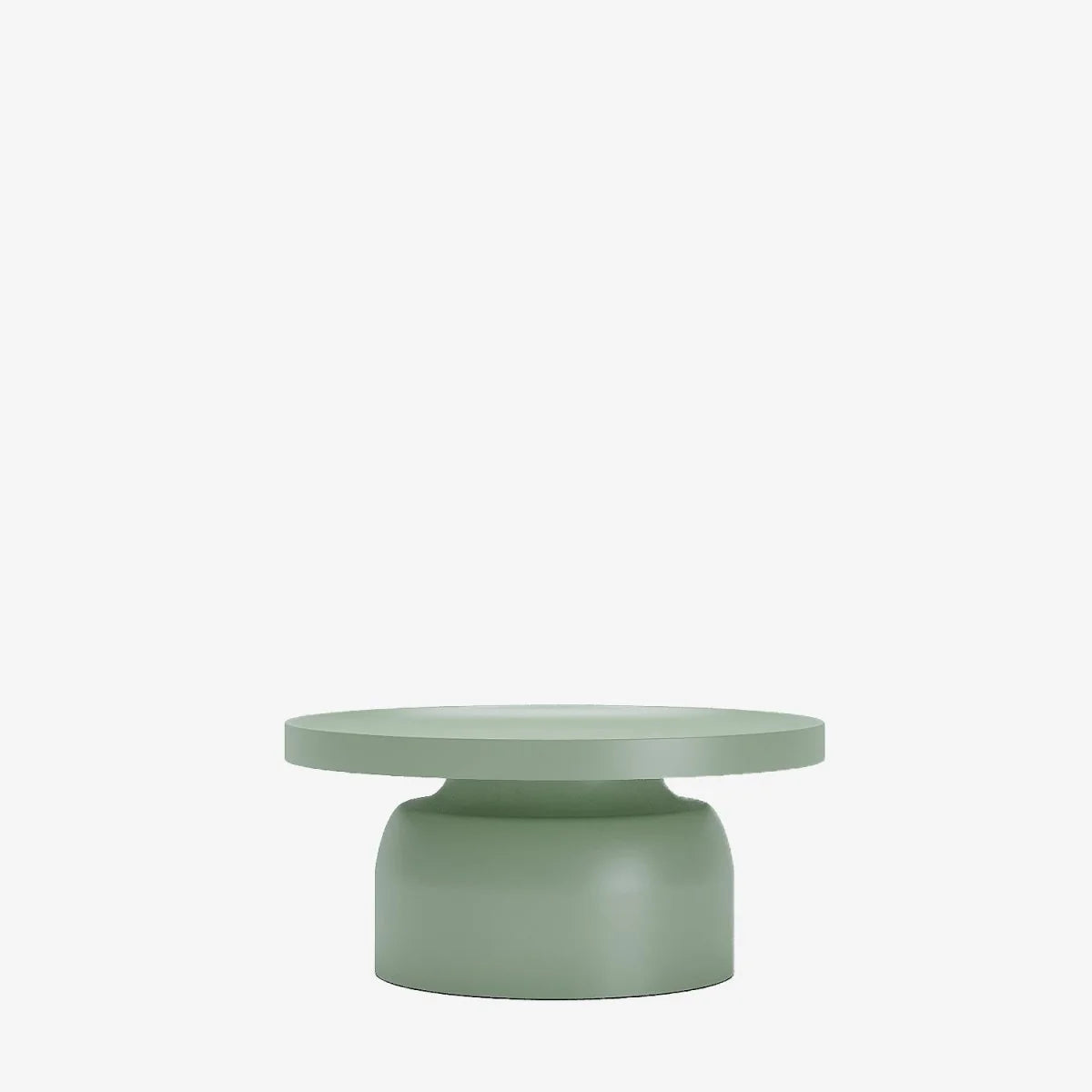 Table basse ronde en métal vert d’eau