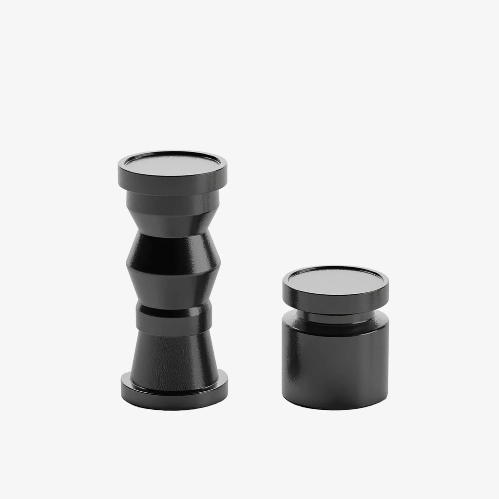 Set de 2 bougeoirs en bois design coloris noir Antalya