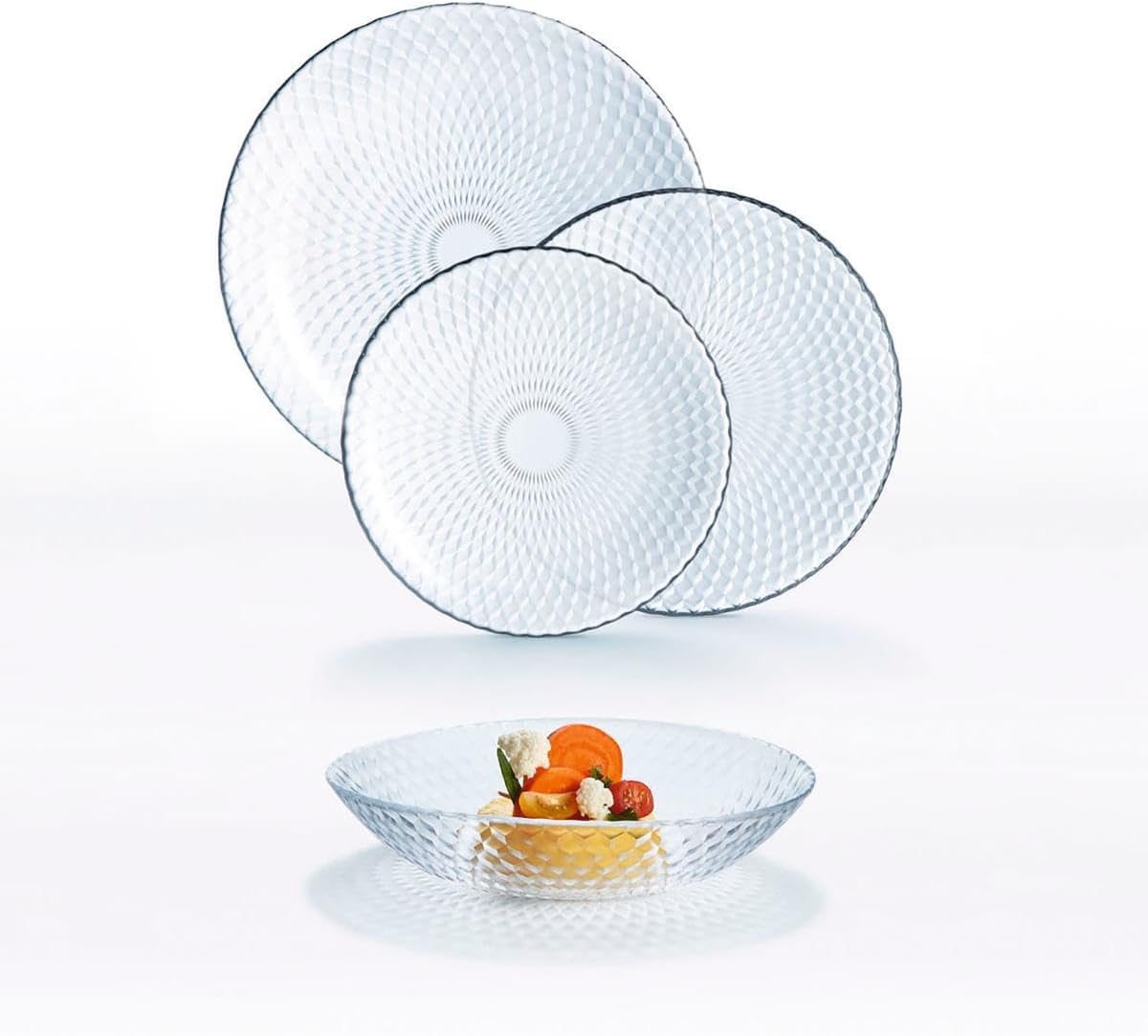 RENO Assittes 24-Piece Dinnerware Set for 6 People - 6 Flat Plates, 6 Desserts, 6 Soups, 6 Bowls - Microwave Safe - Matte Beige Enamel