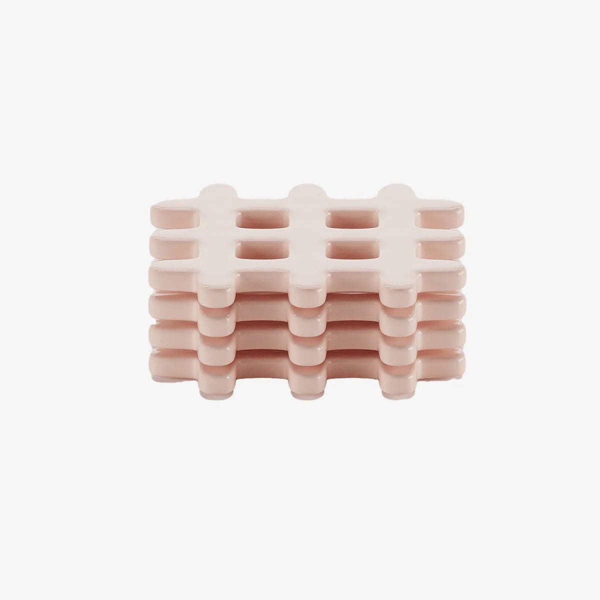 Lot de 4 dessous de verre, carr  c ramique tress e rose
