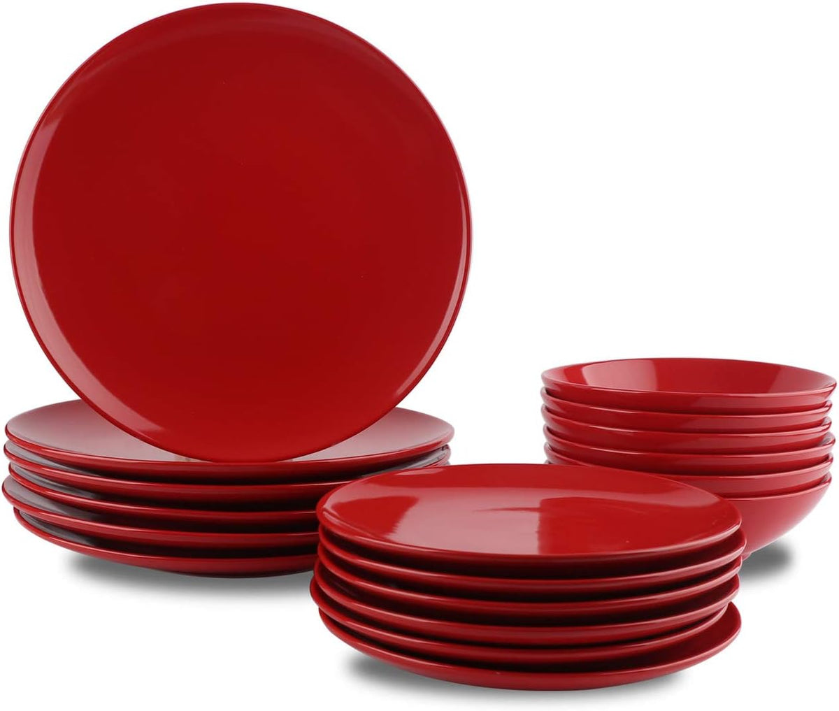 18-Piece Stoneware Dinner Set for 6 People Flamboyant Red