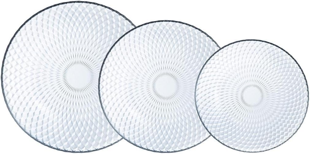 RENO Assittes 24-Piece Dinnerware Set for 6 People - 6 Flat Plates, 6 Desserts, 6 Soups, 6 Bowls - Microwave Safe - Matte Beige Enamel