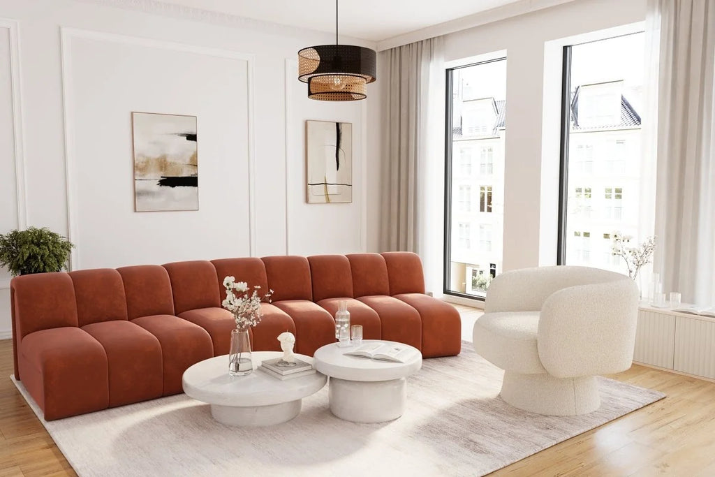 Canap  modulable en velours ocre H l ne