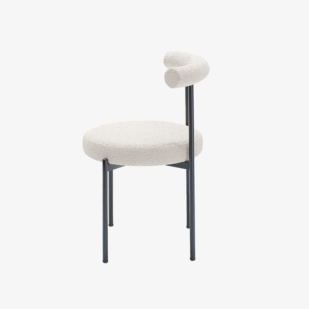 Lot de 2 chaises de salle   manger design moderne, bouclette blanche Julia