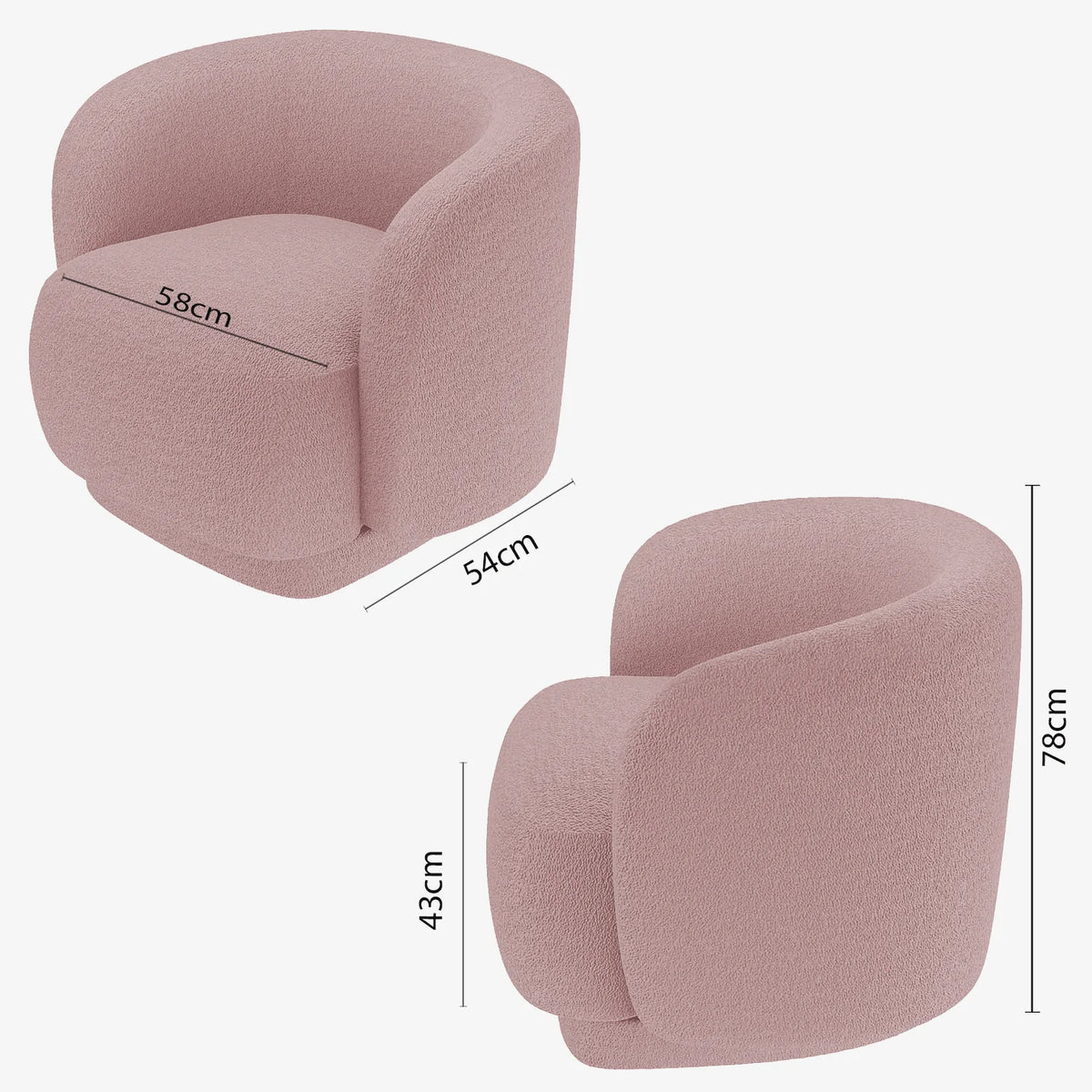 Fauteuil bouclette couleur rose Victoria