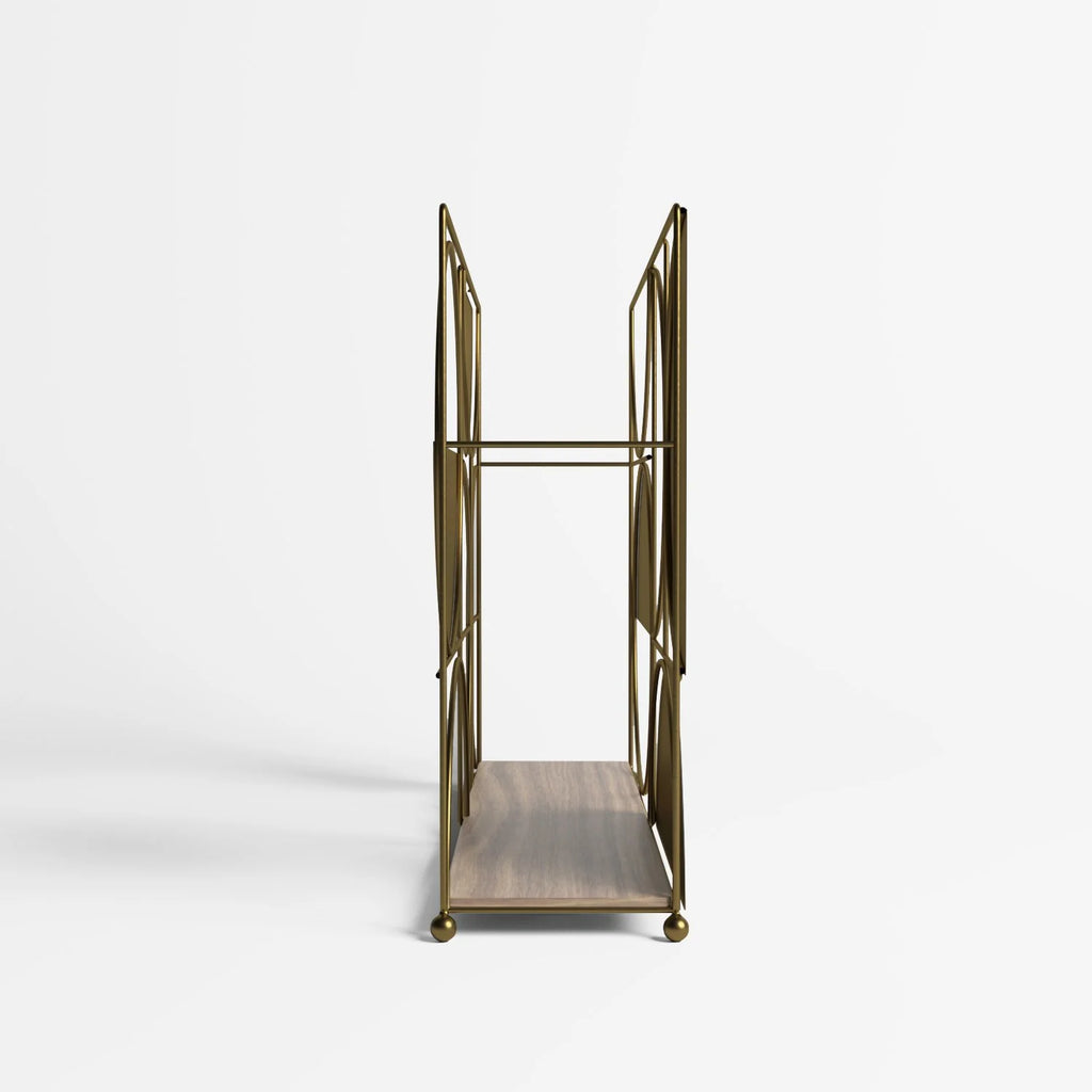 Porte-revues en bois et métal doré