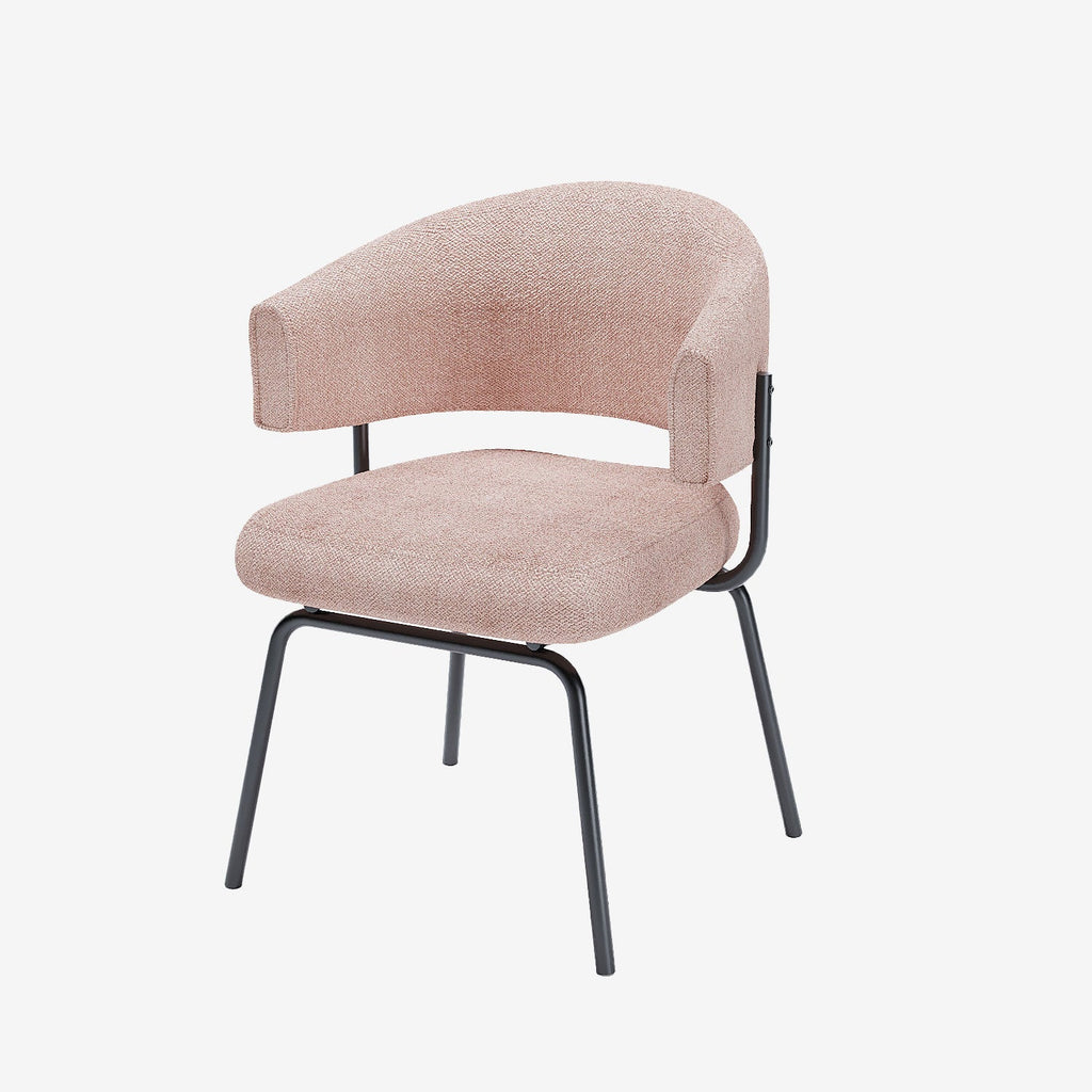 Lot de 2 chaises avec accoudoir tendance en tissu chenille rose poudr  Silva
