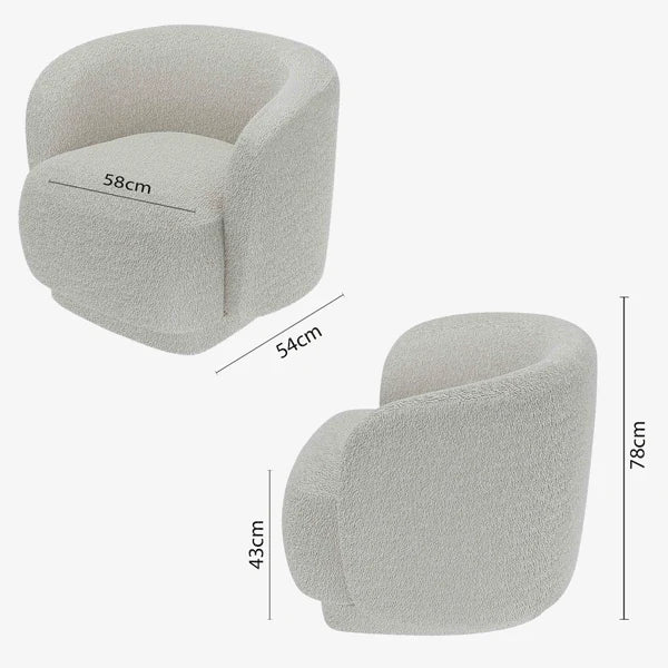 Fauteuil bouclette couleur gris-cr me Victoria