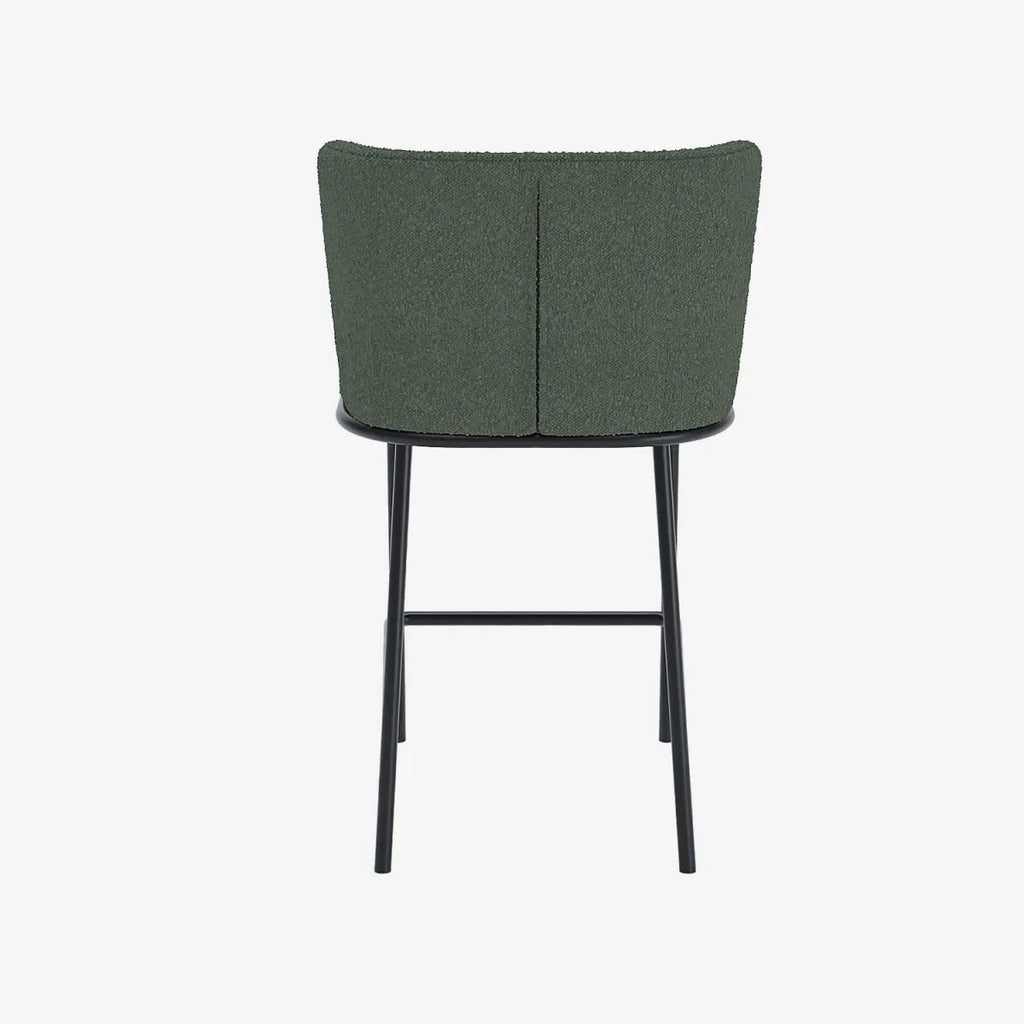 Lot de 2 tabourets de bar tissu boucl  vert C sar