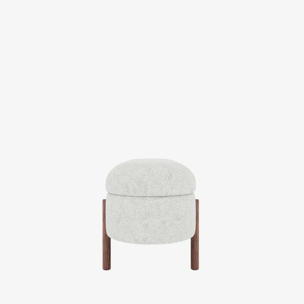 Marianne   Banc coffre de rangement en tissu boucl  cr me