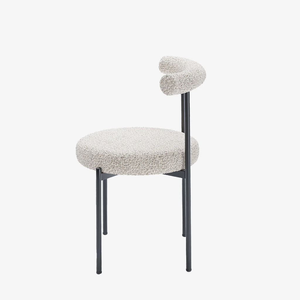 Lot de 2 chaises de salle   manger design moderne, bouclette grise et blanche Julia