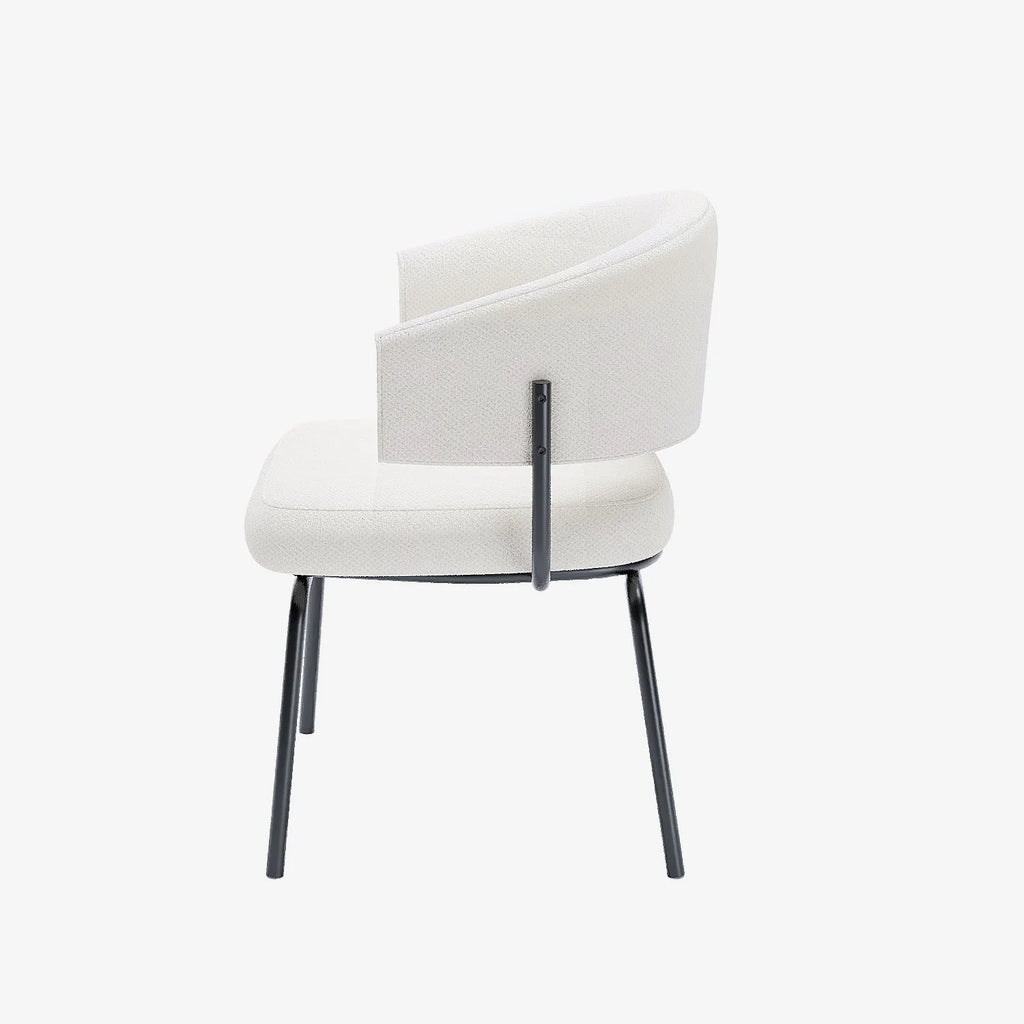 Lot de 2 chaises avec accoudoir tendance en tissu chenille blanc Silva