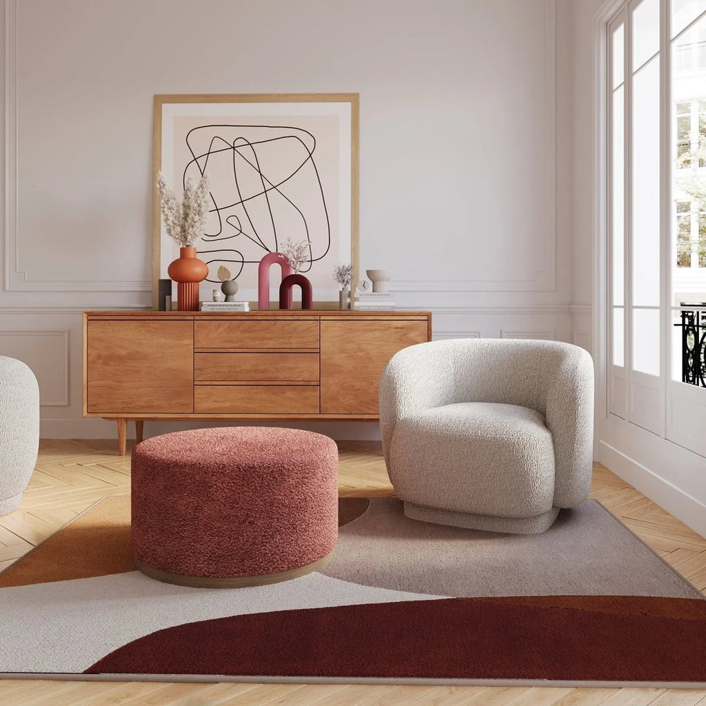 Fauteuil bouclette couleur gris-cr me Victoria