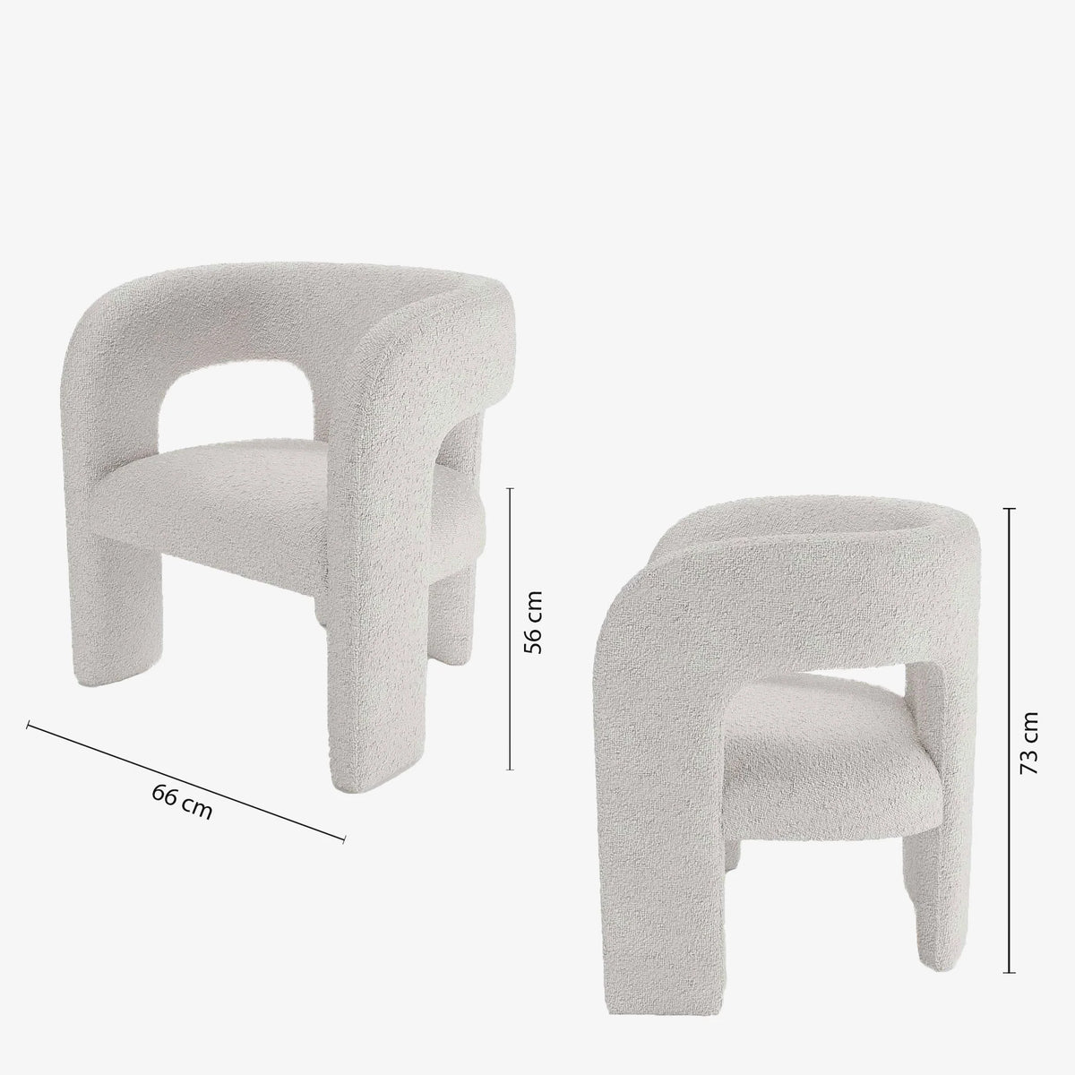 Fauteuil de salle à manger en bouclette gris-crème