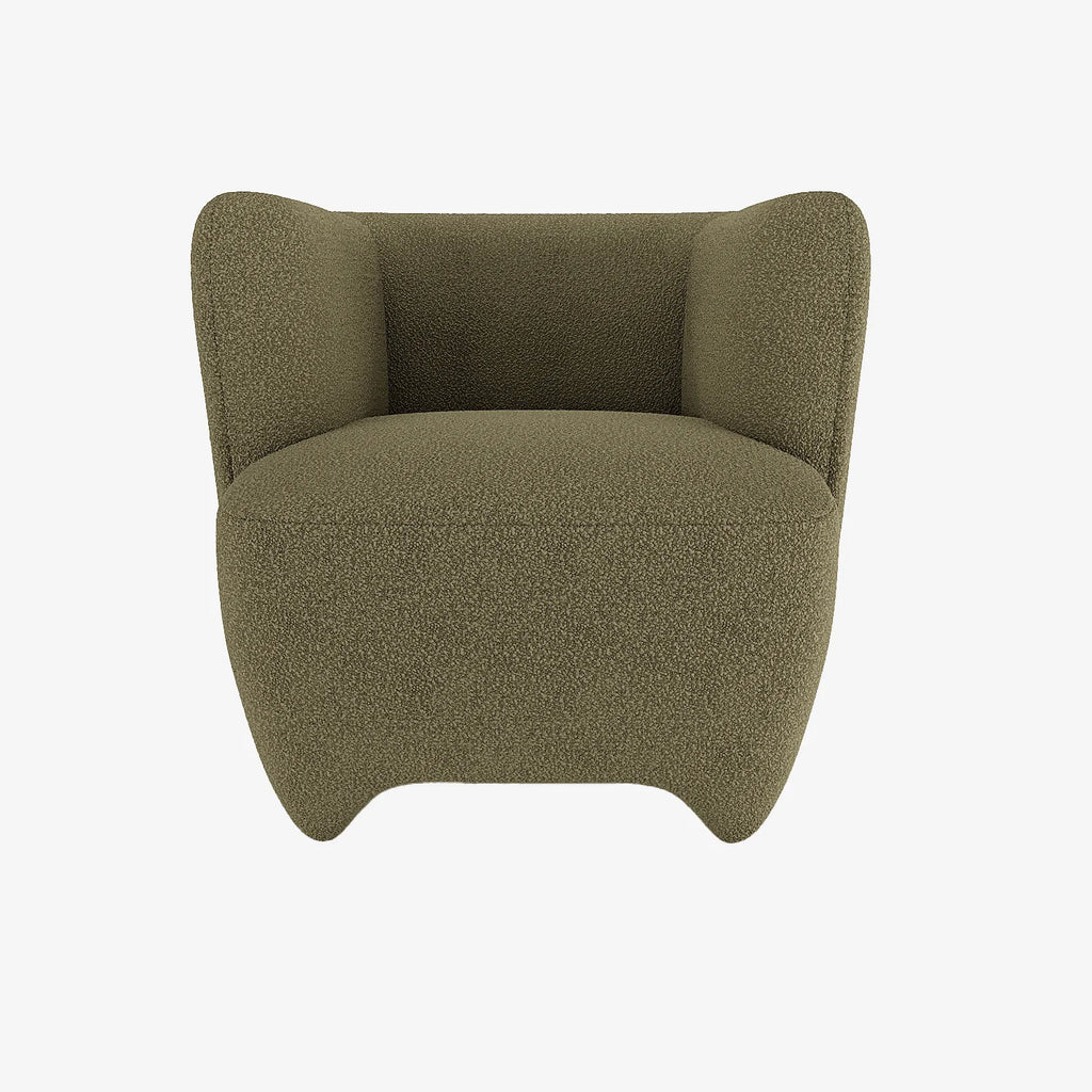 NOA  - Fauteuil en laine boucl e vert kaki