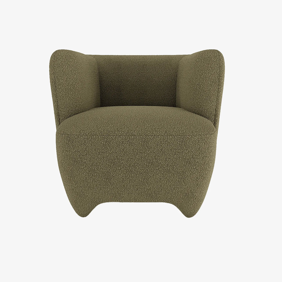 NOA  - Fauteuil en laine boucl e vert kaki