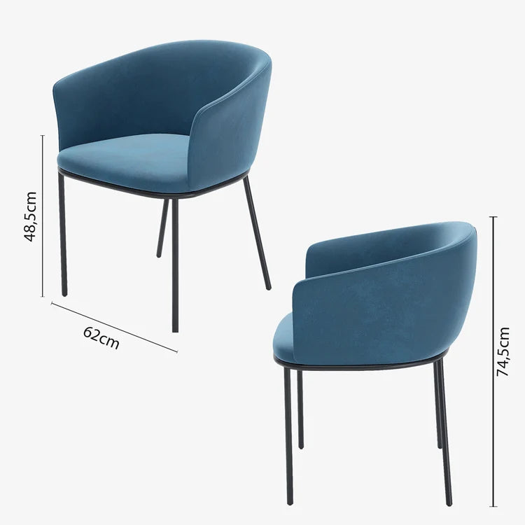 Lot de 2 fauteuils de salle   manger en velours bleu Andr a