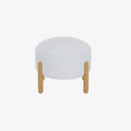Pouf laine boucl e blanche & bois Cam lia