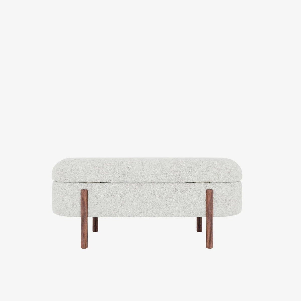 Marianne   Banc coffre de rangement en tissu boucl  cr me
