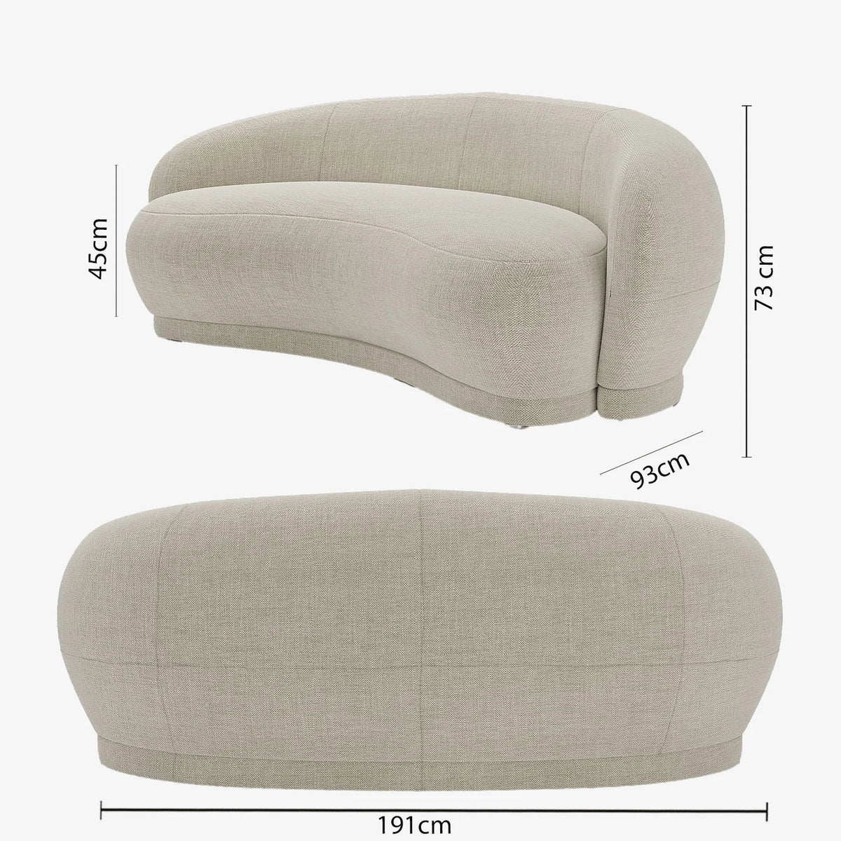 Canap  design tissu beige Bianca